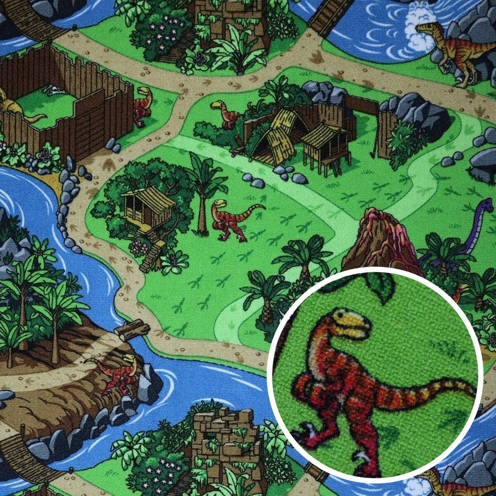 Vopi, Detský metrážny koberec Dino - neúčtujeme odrezky z role, na mieru, šíře 1,33m,1m,2m,3m,4m,na mieru, neúčtujeme odrezky, viacfarebná, filc, detská izba