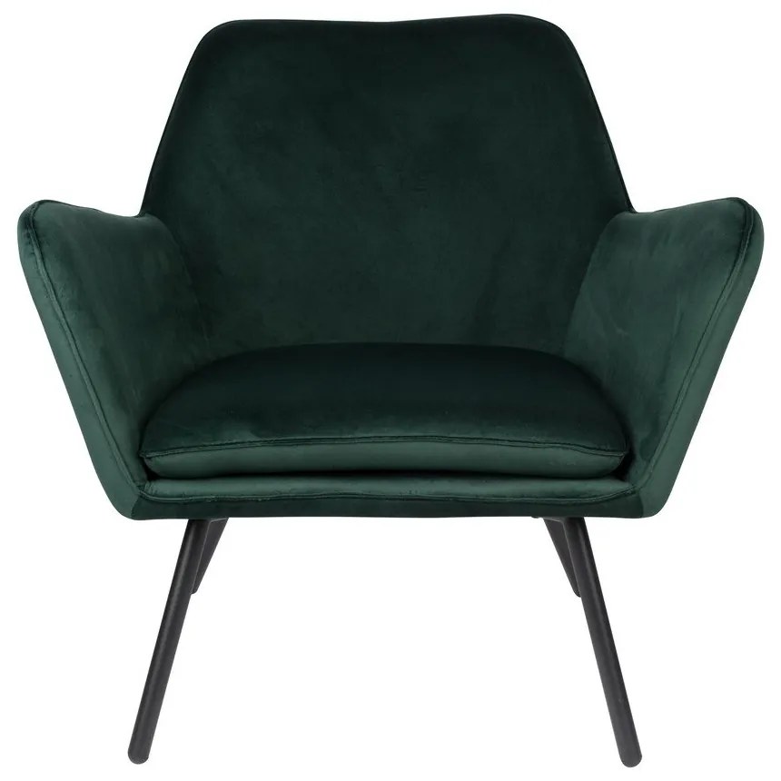 Tmavozelené zamatové kreslo White Label Bon