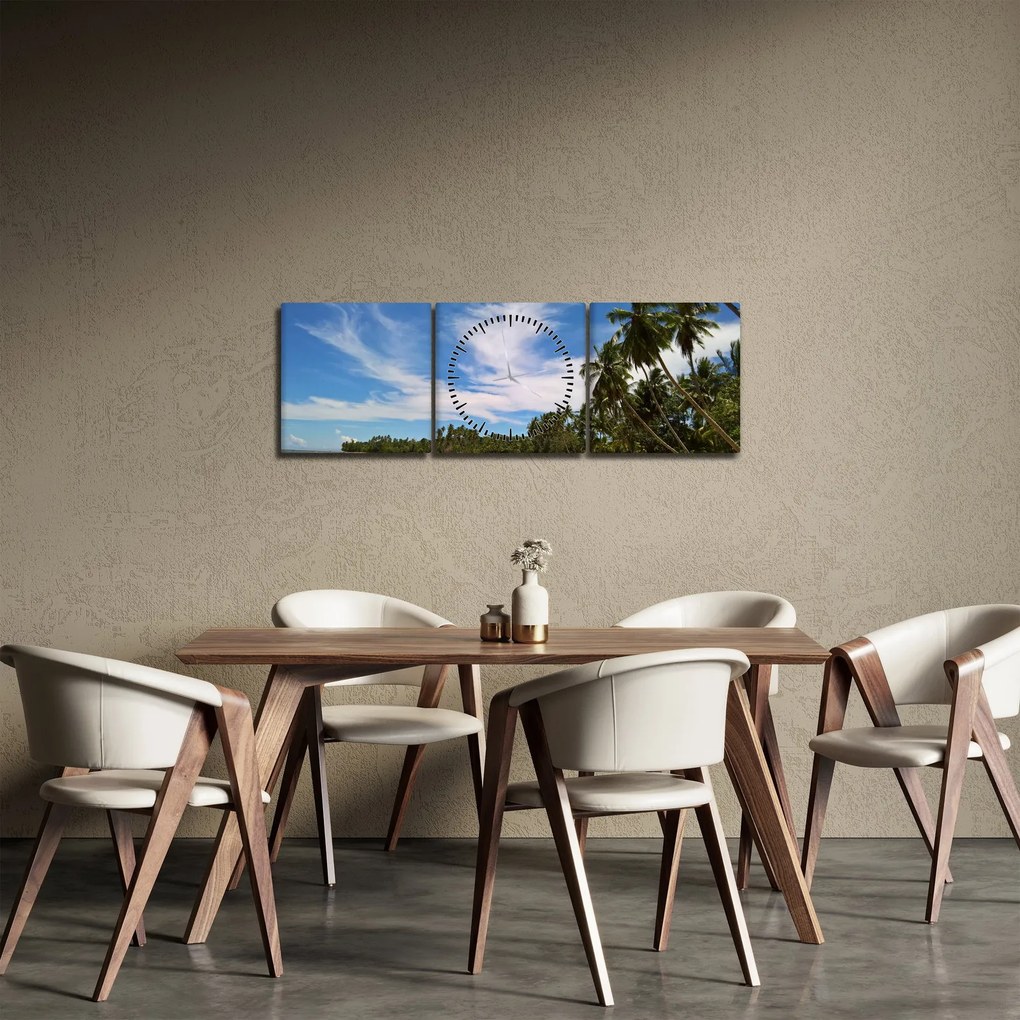 Obraz pláže (s hodinami) (90x30 cm)