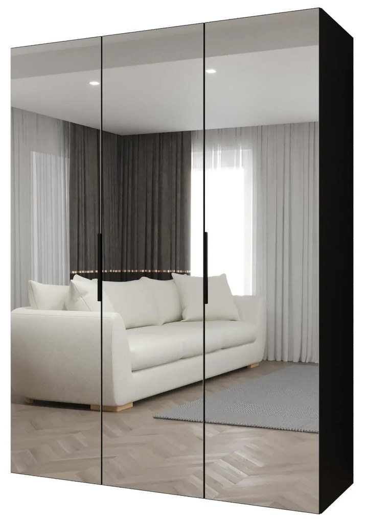 Šatníková skriňa 150 cm Mirabella 3 (čierna + čierna). Akcia -20%. Vlastná spoľahlivá doprava až k Vám domov. 1126462