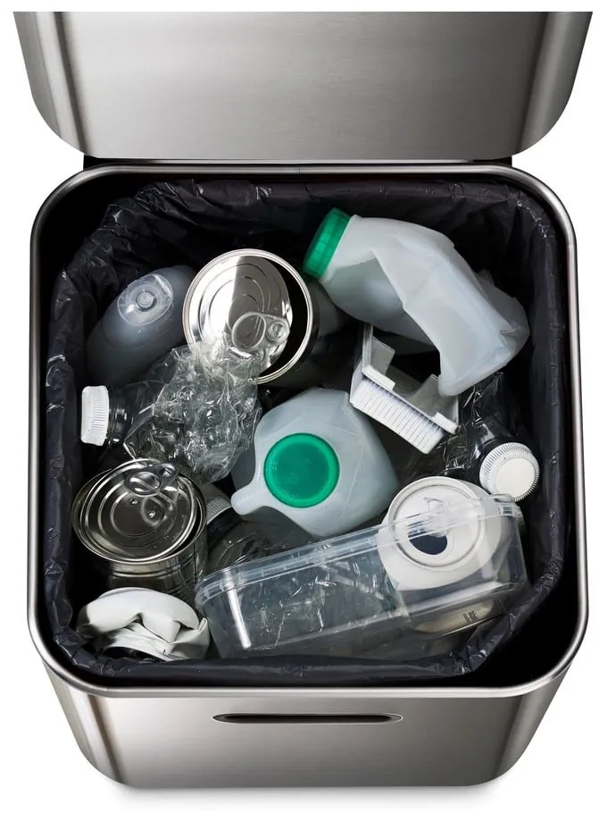 Oceľový odpadkový kôš na triedený odpad v striebornej farbe 40 l Totem Compact – Joseph Joseph