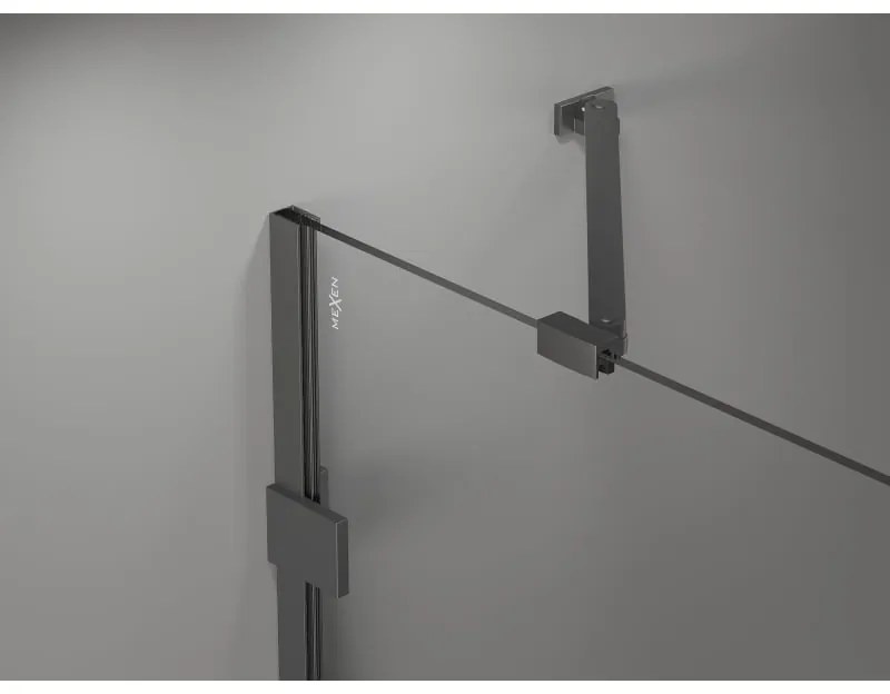 Mexen Lunar-B pravostranný výklopný sprchový kút 90 x 90 cm, číre sklo, grafitová, 832-090-090-95-00-P