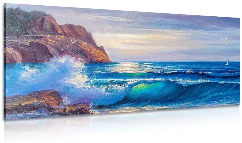 Obraz morské vlny na pobreží