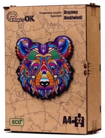 017273 3D drevené puzzle handmade - Medvieďa A4