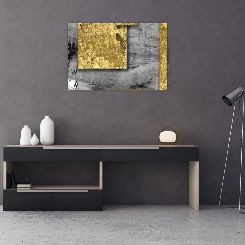 Obraz - Zlaté štvorce N⁰2 (90x60 cm)