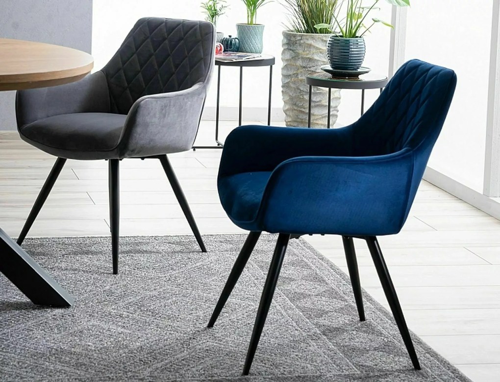 Jídelní křeslo Linea Velvet modré