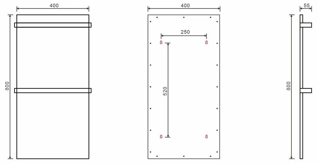 Sapho Sapho, ELMIS Elektrický sušiak uterákov 400x800mm, 120W, hliník, antracit, EB430