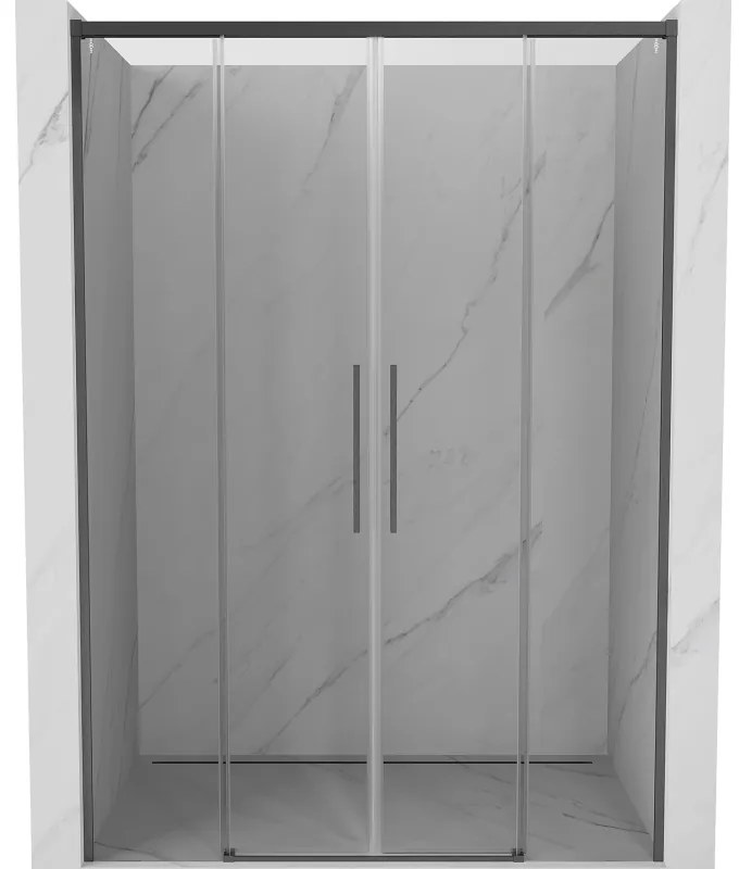 Mexen Rox, posuvné sprchové dvere 150 cm, 8mm číre sklo, brúsený grafit profil, 8C2-150-002-66-00