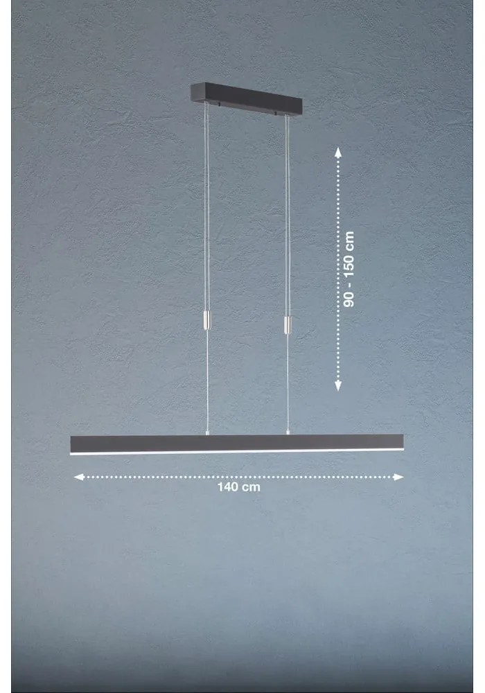 Čierne LED stmievateľné závesné svietidlo Straight – Fischer &amp; Honsel