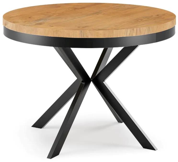 Okrúhly rozkladací jedálensky stôl MARION PLUS 100cm - 176cm Kominácia stola: šedý betón - grafitové nohy
