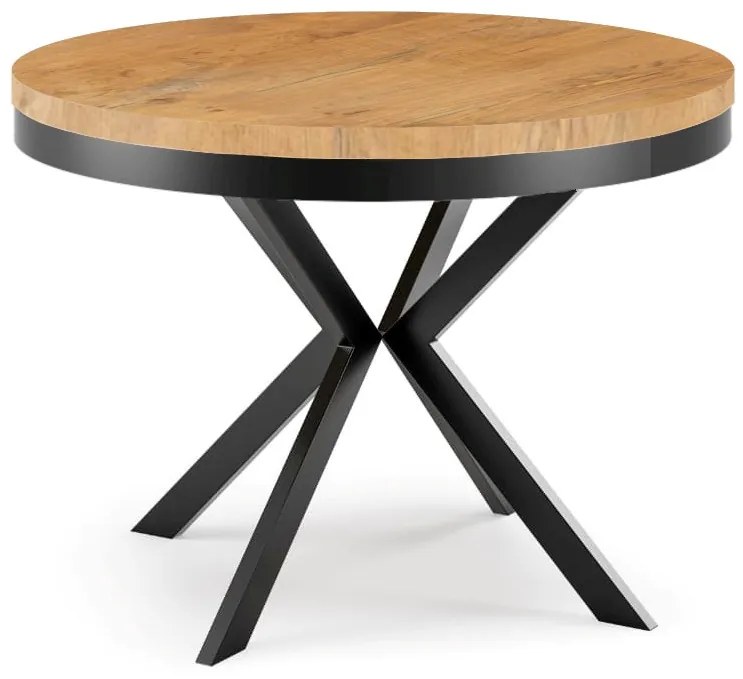 Okrúhly rozkladací jedálensky stôl MARION PLUS 100cm - 176cm Kominácia stola: zlatý remeselný dub - biele nohy