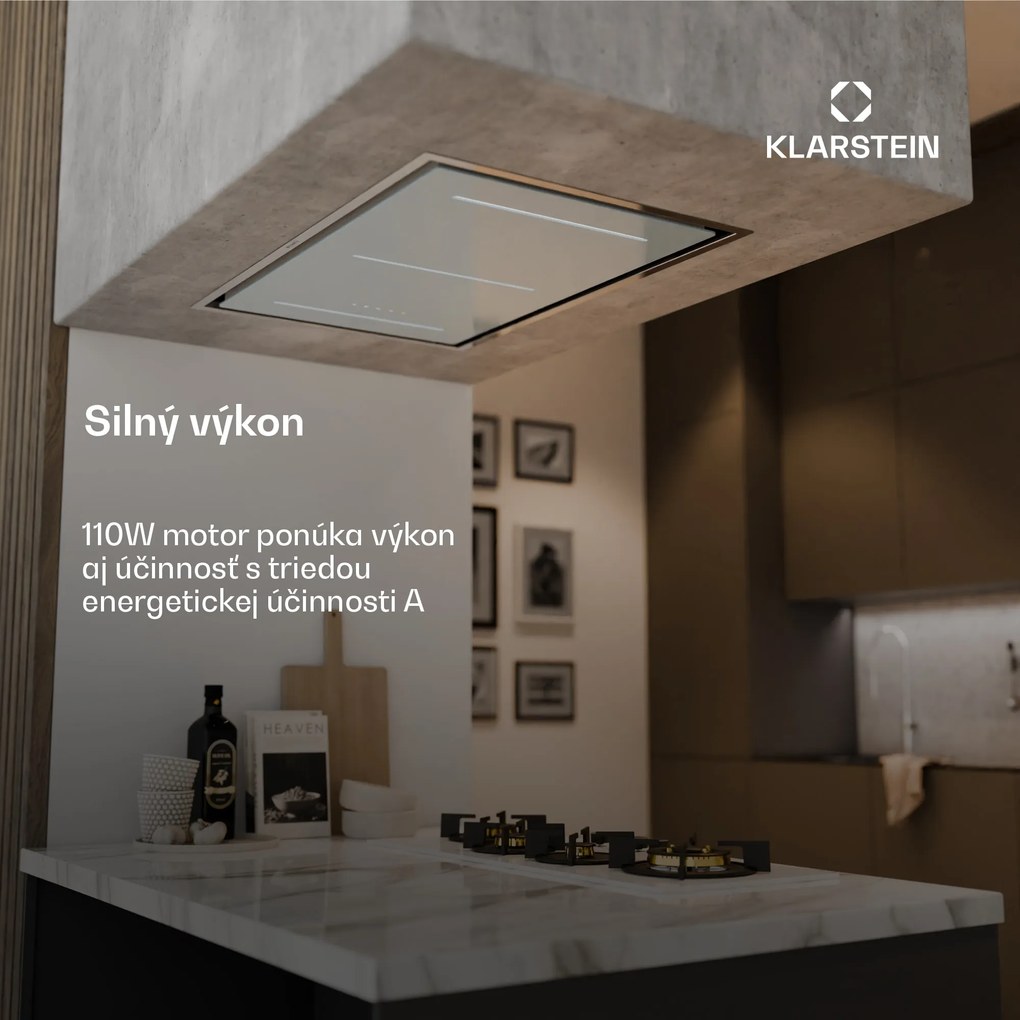 Klarstein LuxeAir digestor, 90 cm, WLAN + Bluetooth, LED, 750 m³/h, odsávanie/recirkulácia, EEC: A