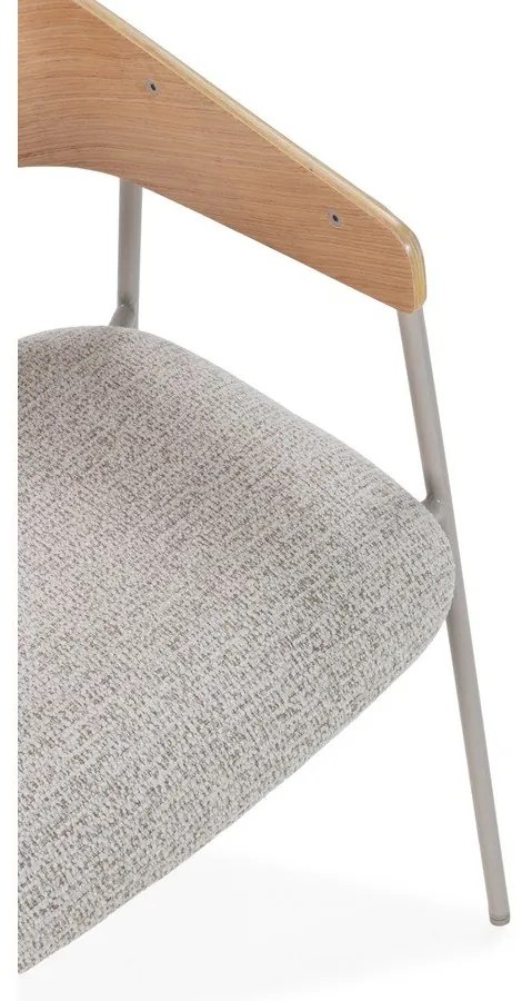 Svetlosivé/v prírodnej farbe čalúnené jedálenské kreslá v súprave s podrúčkami 2 ks Cora – MOME