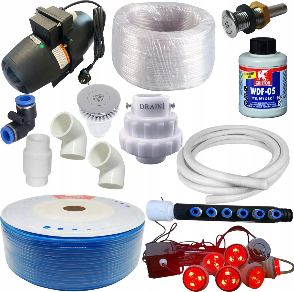 Aeromasážny set vzduchovej masáže Jacuzi Bali 1000W 30 trysiek vrátane 6LED