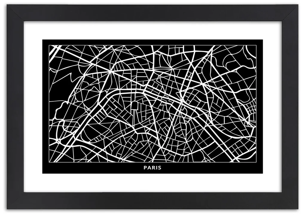 Gario Plagát Plán mesta Paríž Farba rámu: Bez rámu, Rozmery: 60 x 40 cm
