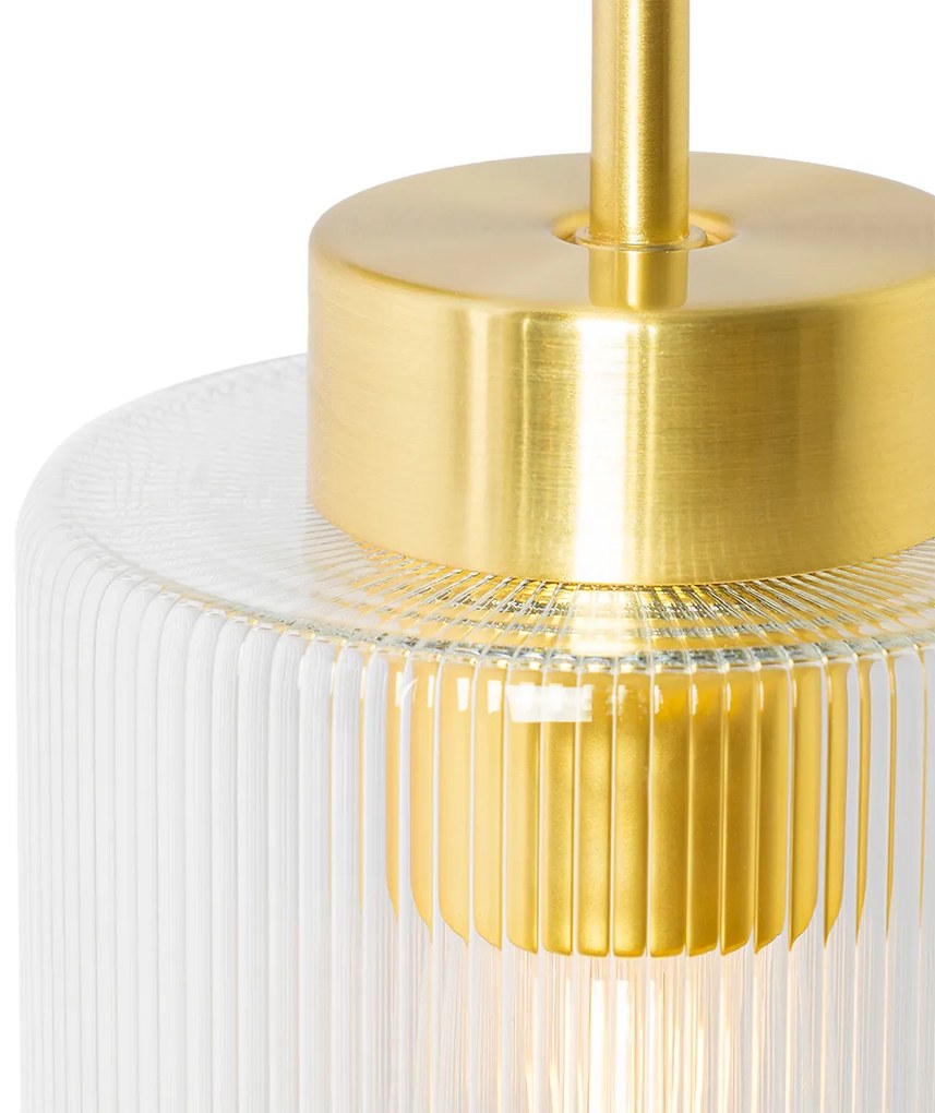 Art Deco nástenná lampa zlatá so sklom - Laura