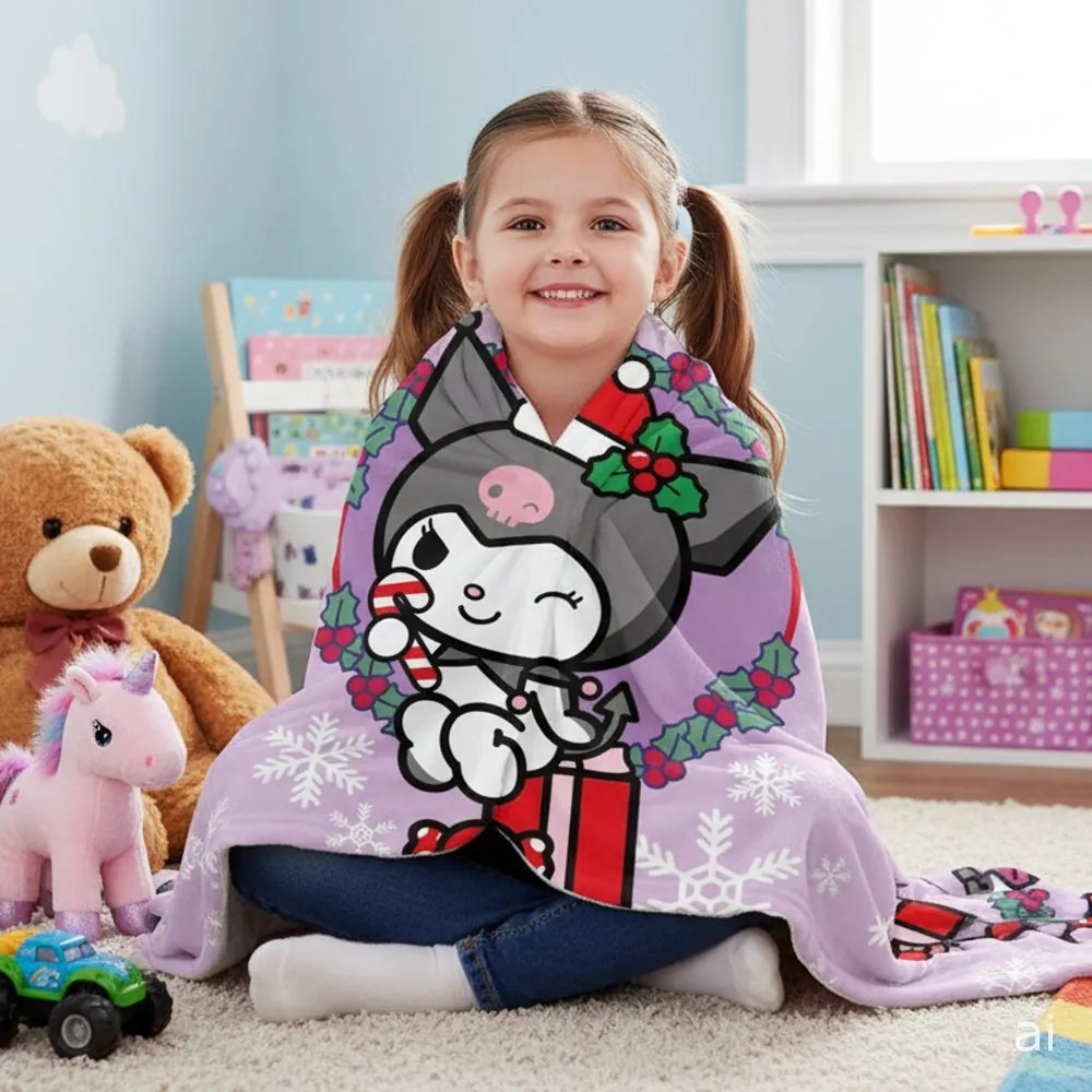 Vianočná flísová deka Kuromi - 100 x 140 cm