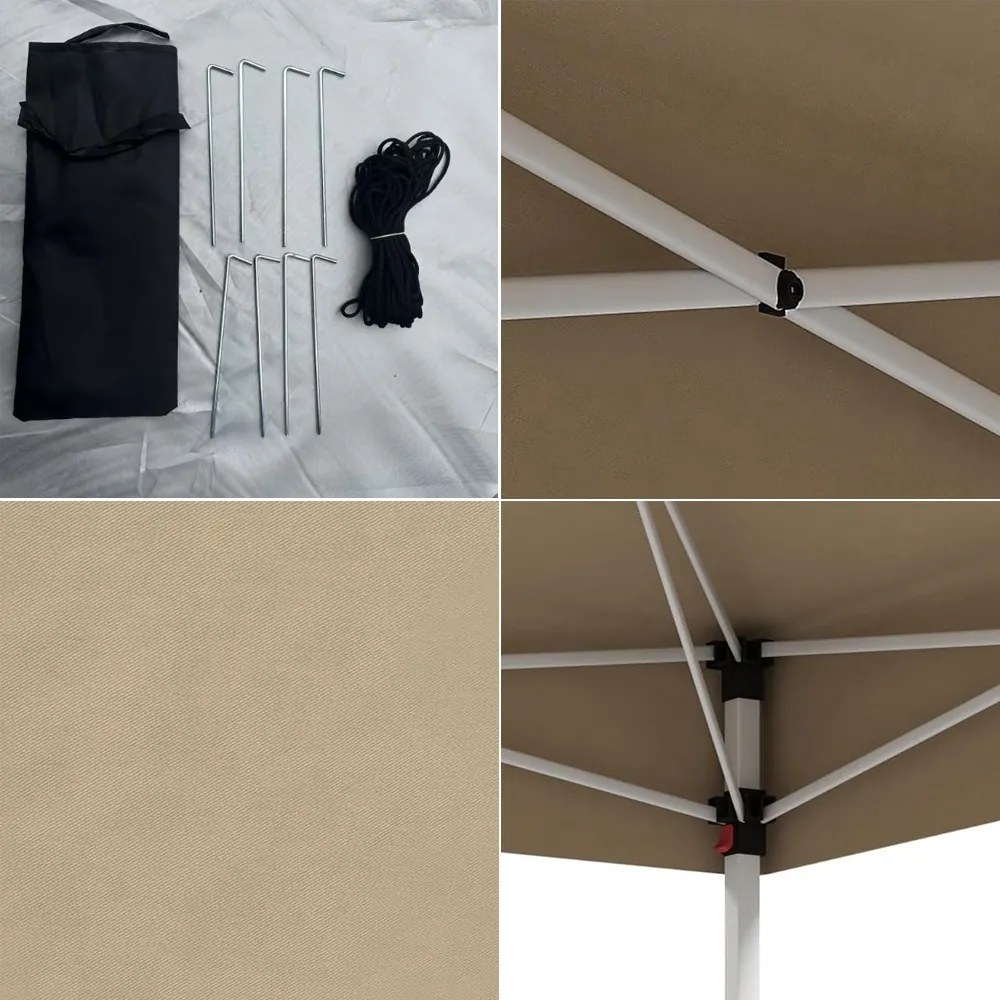 Pavilón so zadnou stenou s vreckami 3×3×2,8 m, béžový