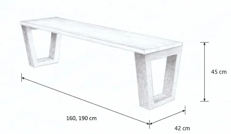 Wooded Jedálenská lavica Tulsa z masívu DUB 190x42x45cm