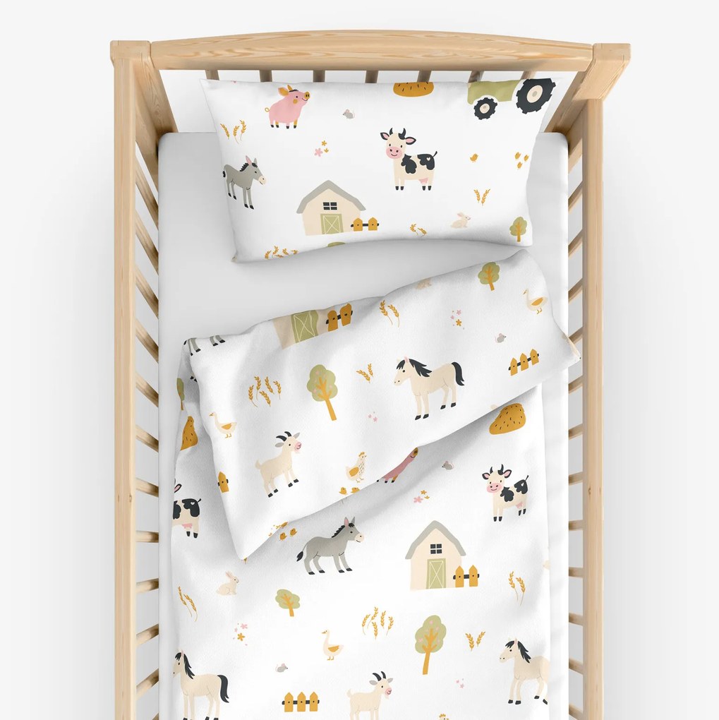 Goldea detské bavlnené obliečky do postieľky - život na farme 90 x 140 a 50 x 70 cm