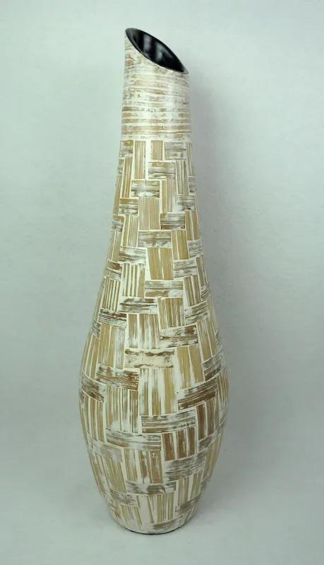 Váza EXOTIC hnedá prírodná ,keramika, ručná práca, Indonézia,80 cm, ručná práca