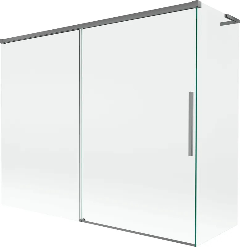 Mexen Rox, L posuvná 2-krídlová vaňová zástena 190 + 90 x 150 cm, 8mm číre sklo, grafitový profil, 8C9L-190-090-95-00