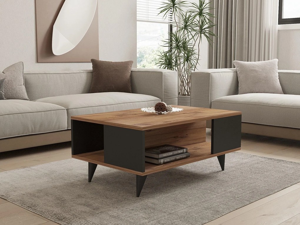 Konferenčný stolík Yan (orech + čierna). Akcia -7%. Vlastná spoľahlivá doprava až k Vám domov. 1089464