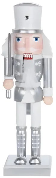 Luskáčik v bielo-striebornom oblečení so šabľou 25 cm