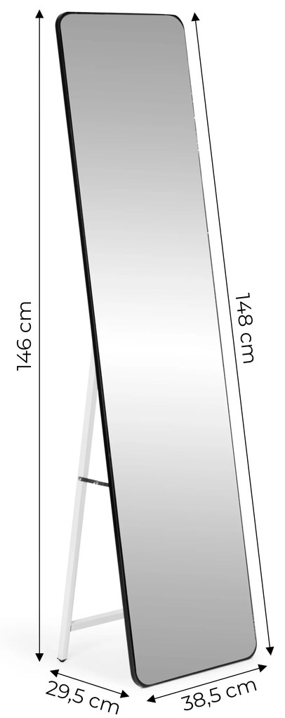 ModernHome Veľké stojace zrkadlo s úzkym rámom 148 cm