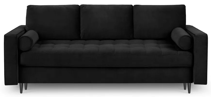 Čierna zamatová rozkladacia pohovka Milo Casa Santo