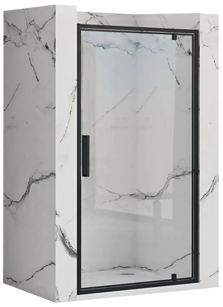 Rea Rapid Swing, jednokrídlové výklopné sprchové dvere 70 x 195 cm, 6mm číre sklo, čierny profil, REA-K6407