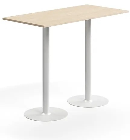 Barový stôl ALVA, 1400x700x1100 mm, HPL, biela/breza