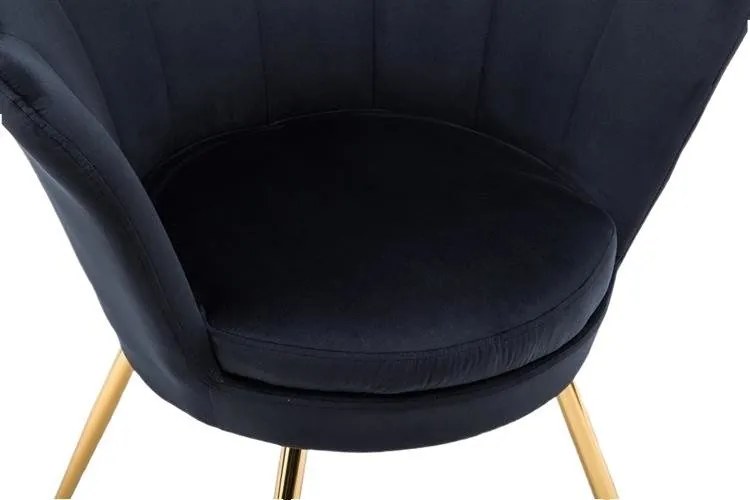 LuxuryForm DESIGN Kreslo FREY VELUR so zlatými nohami - čierne