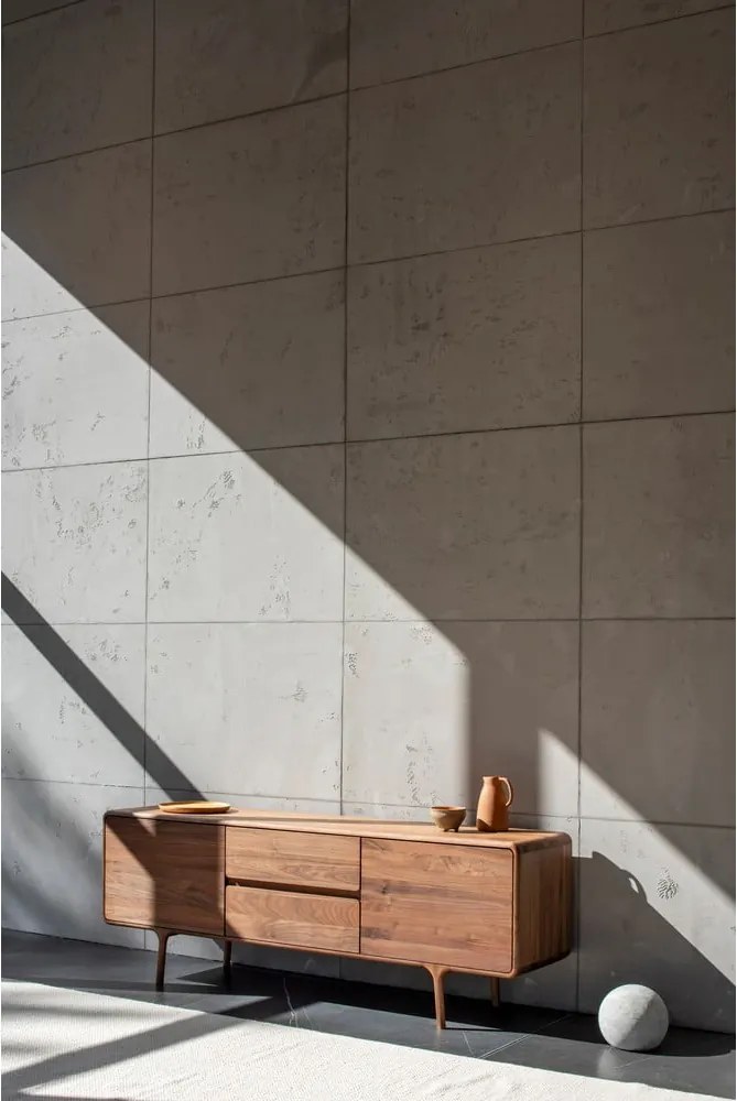 Hnedý TV stolík z orechového dreva 180x65x45 cm Fawn – Gazzda