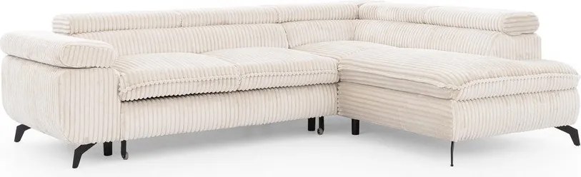 Krémová menčestrová rohová pohovka (pravý roh/do L) Marbeya – Ropez