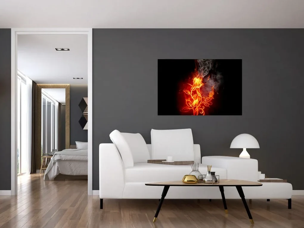 Obraz - Ruže v ohni (90x60 cm)