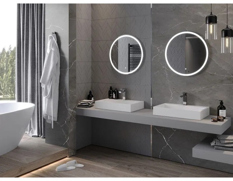 Mexen Gobi, LED okrúhle kúpeľňové zrkadlo s podsvietením 60 cm, 6000K, ochrana proti zahmlievaniu, 9801-060-060-611-00
