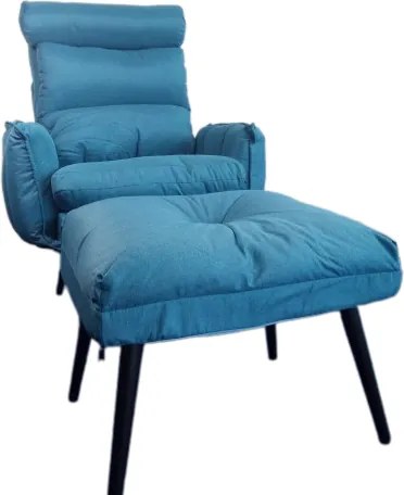 Relaxačné kreslo Dody modré s taburetkou