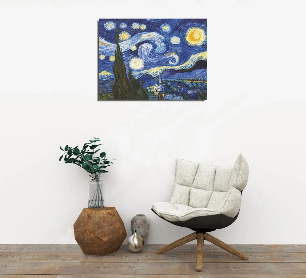 Obraz HVIEZDNÁ NOC od VV GOGHA 30x40 cm modrý