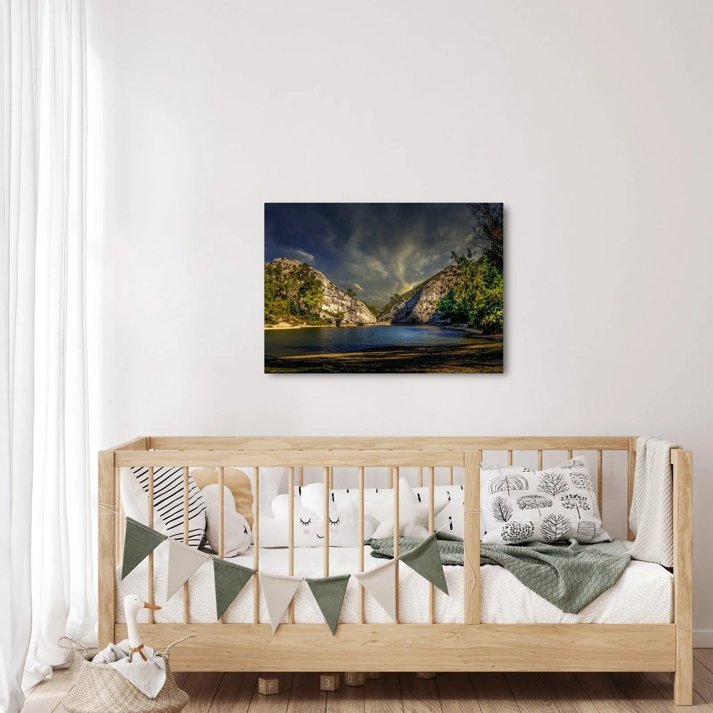 Obraz krajiny s jazerom (70x50 cm)