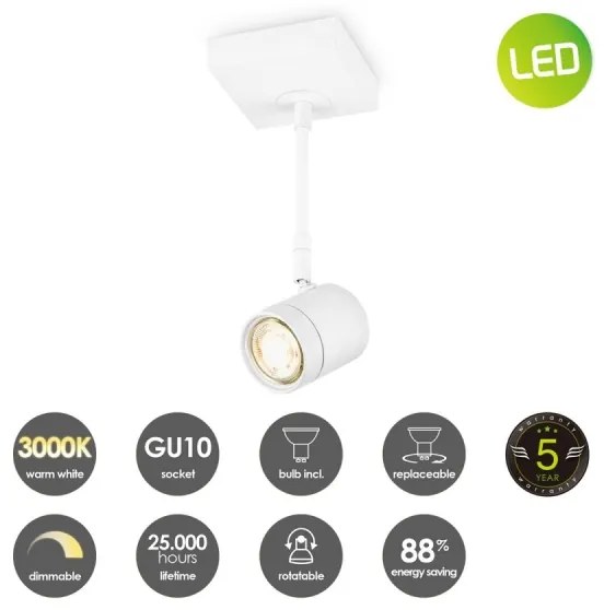 LED Stmievateľné bodové svietidlo MANU 1xGU10/5,8W/230V biela
