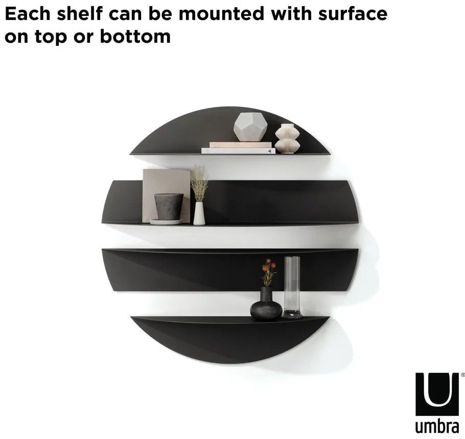 Čierne kovové police v súprave 4 ks 76 cm Solis – Umbra