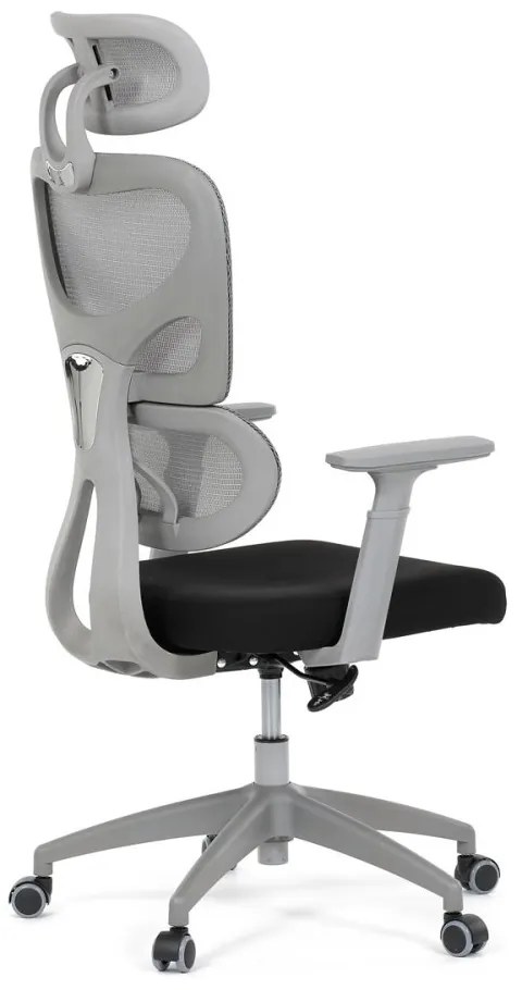 Kancelárska ergonomická stolička GRANT II — sieť, látka, sivá