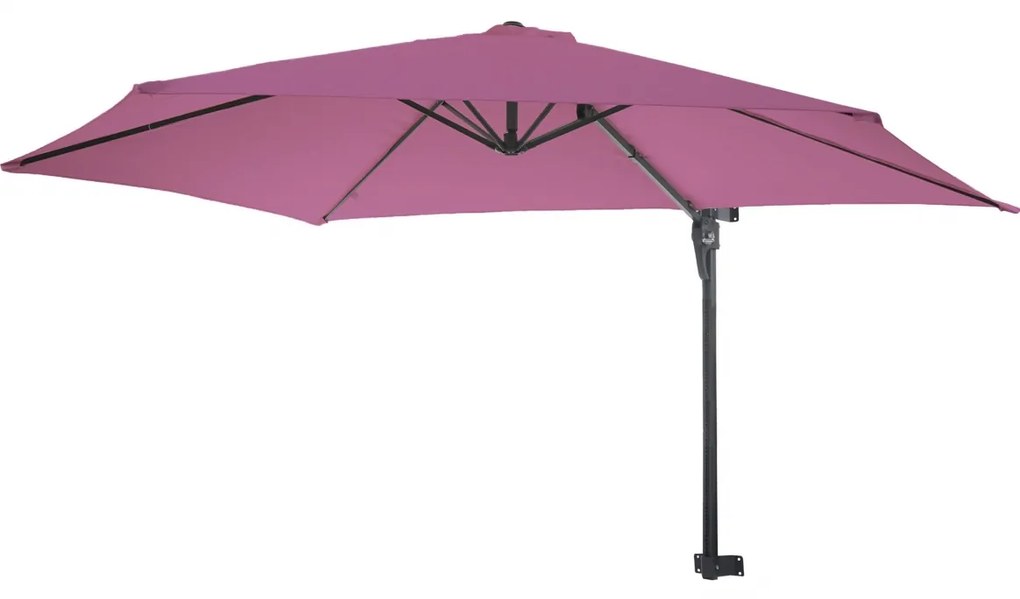 Nástenný slnečník Casoria 3 m polyester hliník/oceľ - levanduľovo-červená