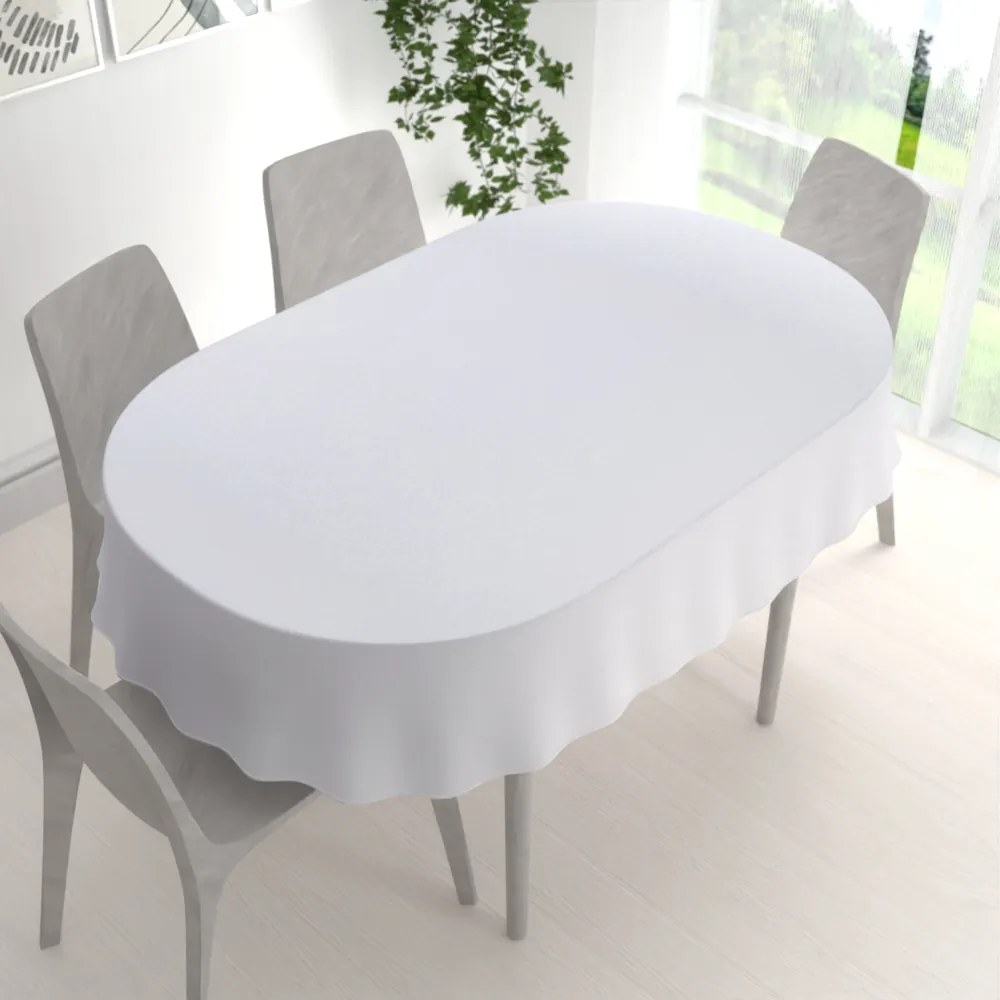 Biante Teflónový oválny obrus TF-078 Ornamenty - studená biela 120x140 cm