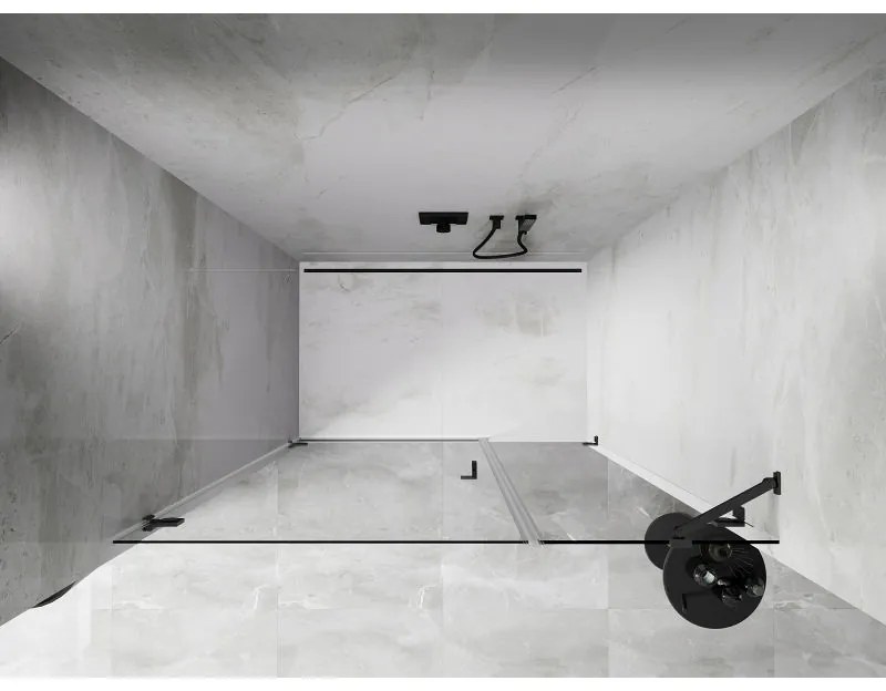 Mexen Lunar-B, Otočné ľavé sprchové dvere 120 cm, 8mm číre sklo, brúsený grafit profil, 832S-120-050-66-00-L