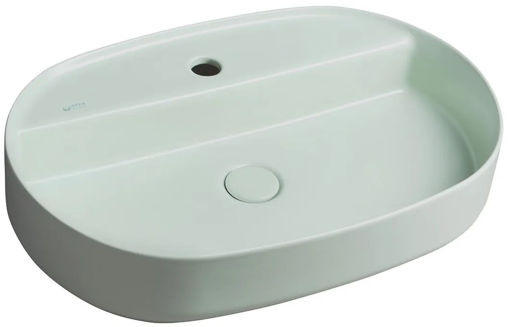 Isvea Isvea, INFINITY OVAL keramické umývadlo na dosku, 60x40 cm, matná zelena Mint, 10NF65060-2T