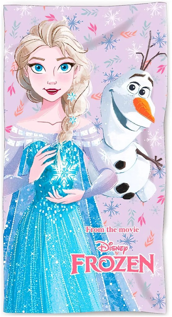 Bavlnená plážová osuška Ľadové kráľovstvo - Frozen - motív Elsa a Olaf - 100% bavlna - 70 x 140 cm