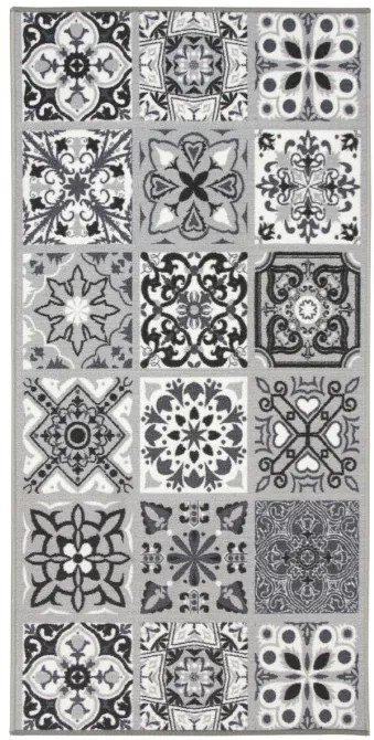 Protišmykový koberec / behúň Patchwork sivý