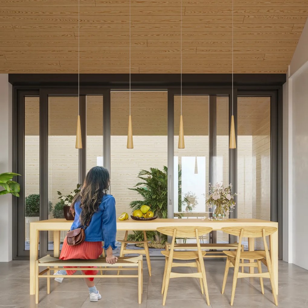 Závesné svietidlo Sula 1, 1x drevené tienidlo